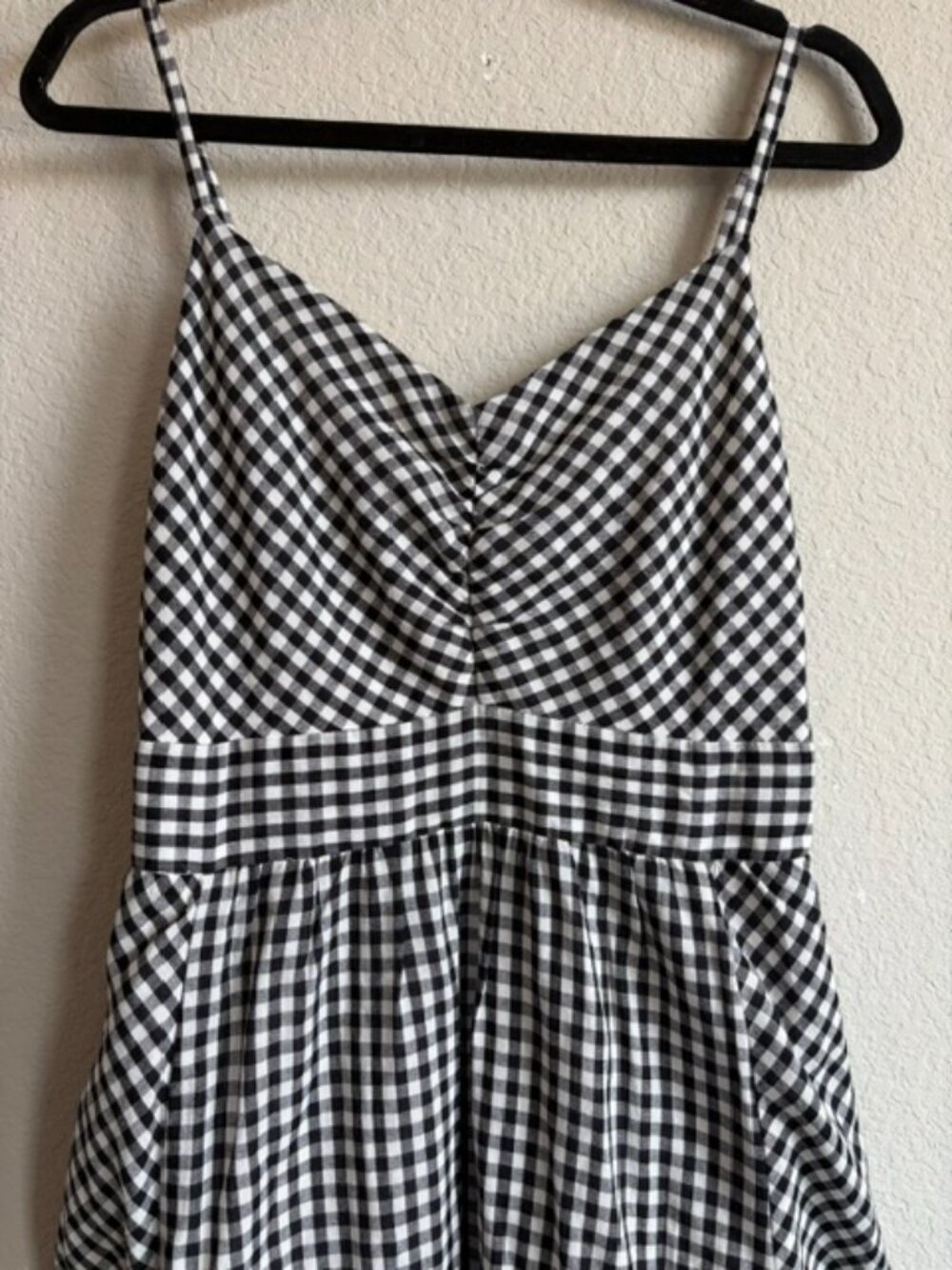 Evereve Gingham Black/White Smocked Midi Dress 100% Cotton Sz Small Cottagecore - Picture 3 of 8